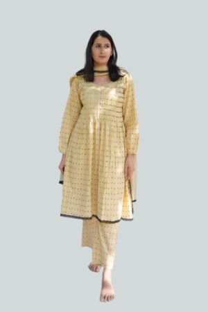 Golden Dune cotton kurta set featuring a warm neutral tone and elegant design. Crafted with premium fabric reflecting timeless ethnic style.