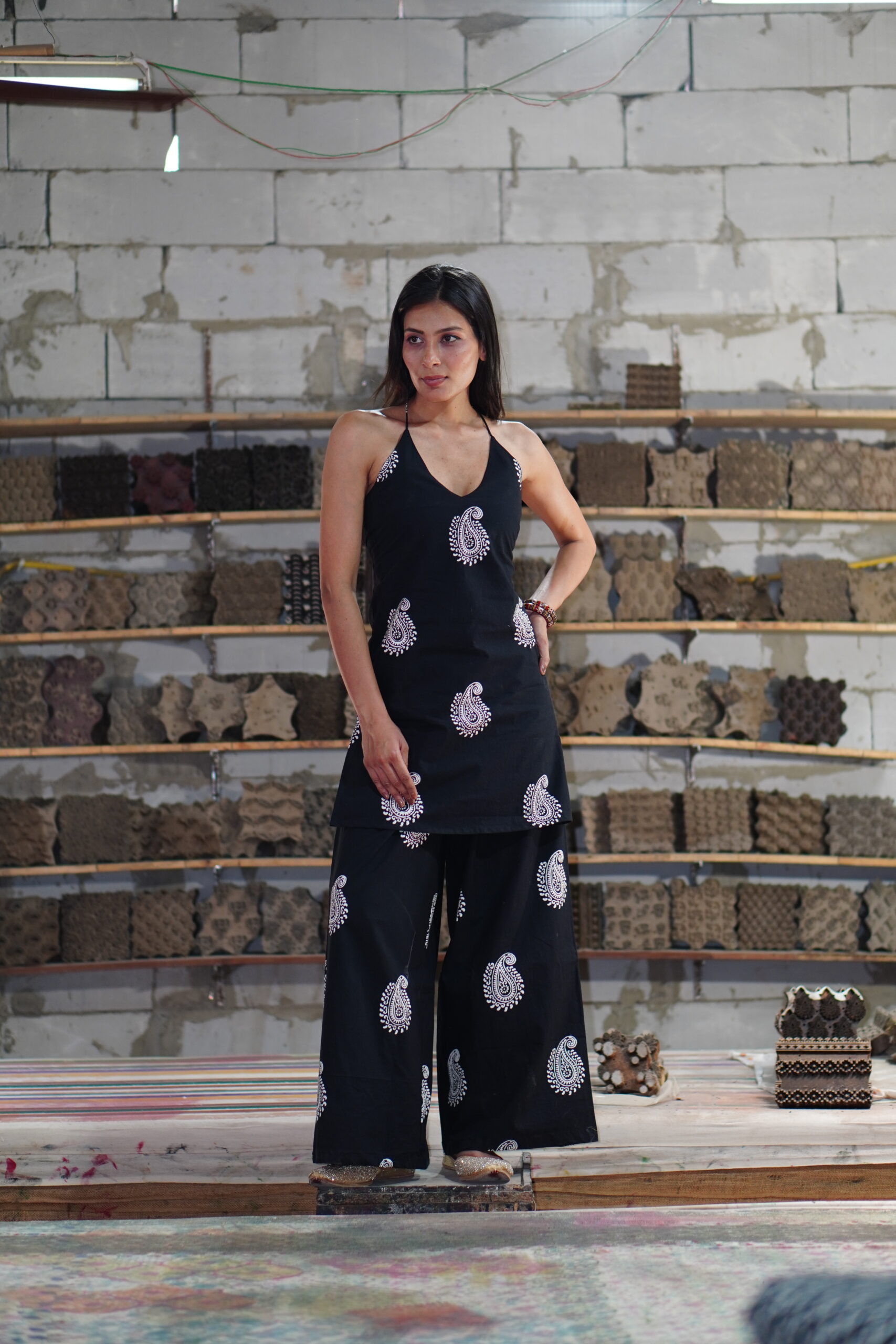 Handblock Midnight Paisley Cotton Co-Ord Set